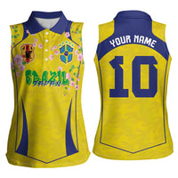Custom Brazil Mashup Japan Football Cultural Women Sleeveless Polo Shirt - Wonder Print Shop
