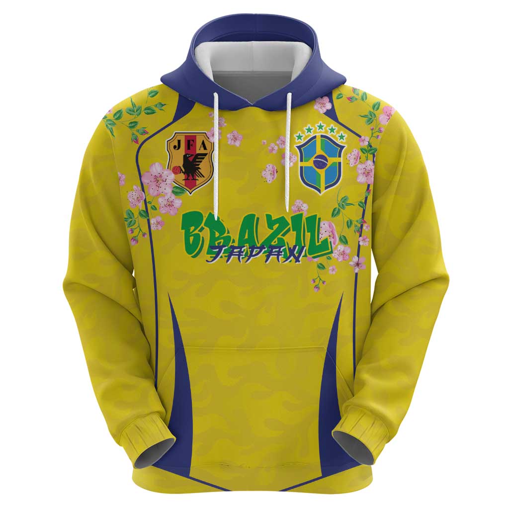 Custom Brazil Mashup Japan Football Cultural Zip Hoodie - Wonder Print Shop
