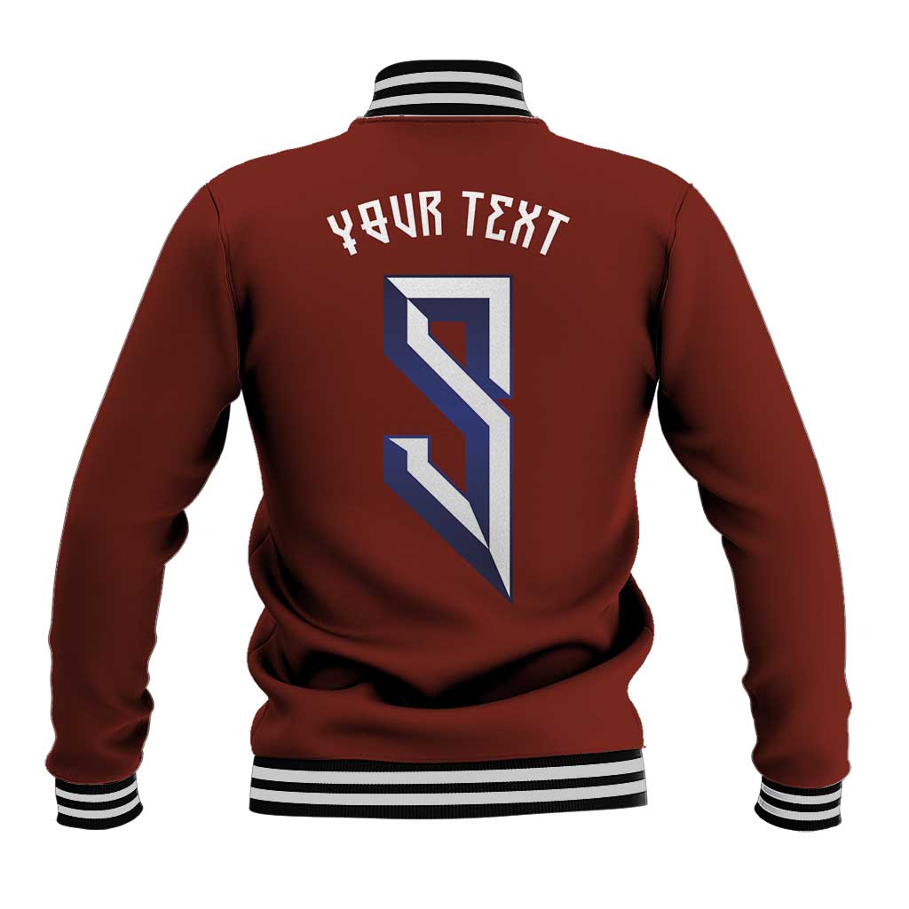 Custom Norwegian Football Baseball Jacket Norse Inspired Red Color - Wonder Print Shop