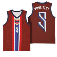 Custom Norwegian Football Basketball Jersey Norse Inspired Red Color - Wonder Print Shop