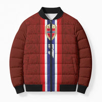 Custom Norwegian Football Bomber Puffer Jacket Norse Inspired Red Color - Wonder Print Shop