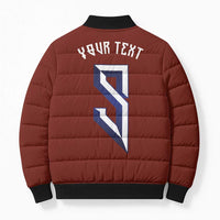 Custom Norwegian Football Bomber Puffer Jacket Norse Inspired Red Color - Wonder Print Shop