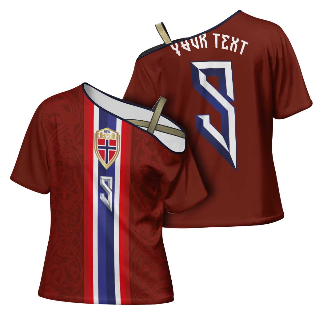 Custom Norwegian Football Cross Shoulder Shirt Norse Inspired Red Color - Wonder Print Shop
