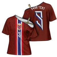 Custom Norwegian Football Cross Shoulder Shirt Norse Inspired Red Color - Wonder Print Shop