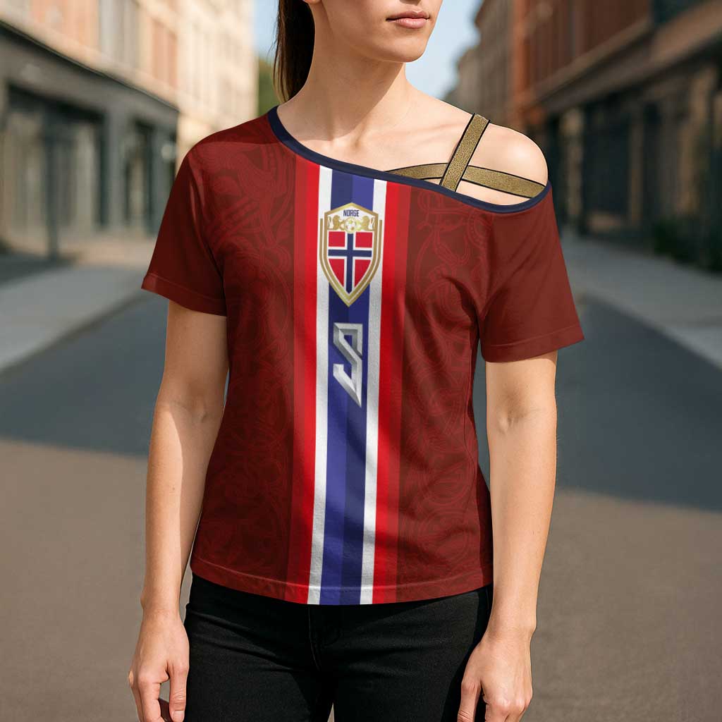 Custom Norwegian Football Cross Shoulder Shirt Norse Inspired Red Color - Wonder Print Shop