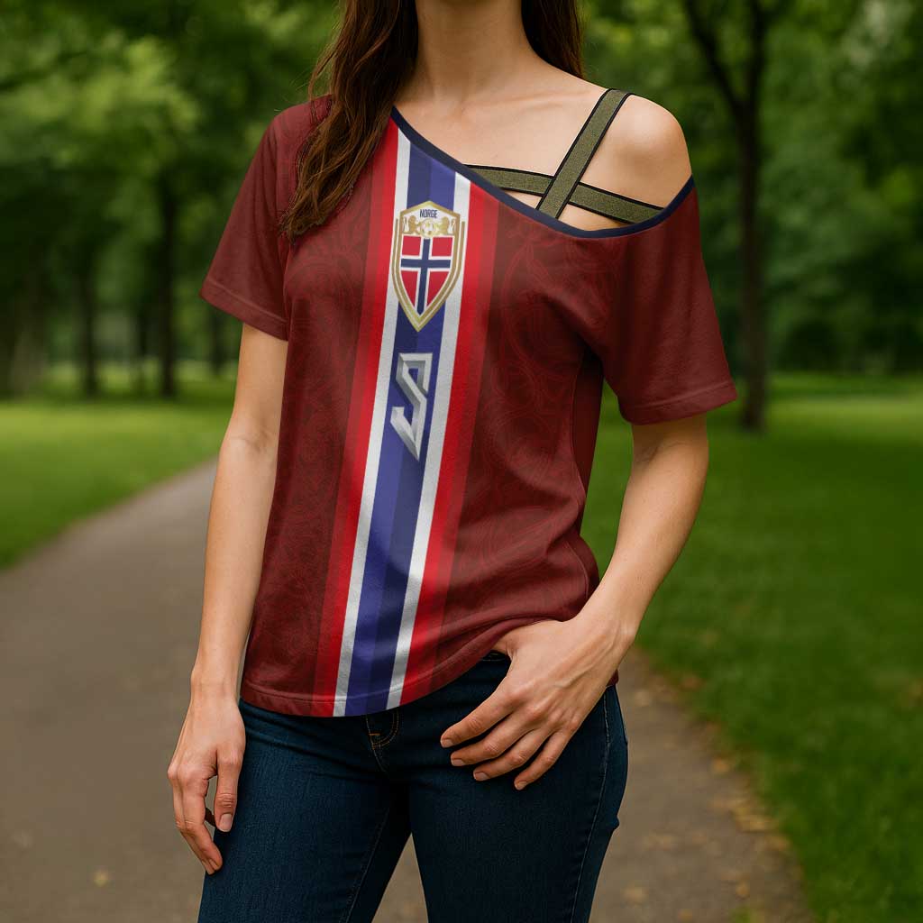 Custom Norwegian Football Cross Shoulder Shirt Norse Inspired Red Color - Wonder Print Shop