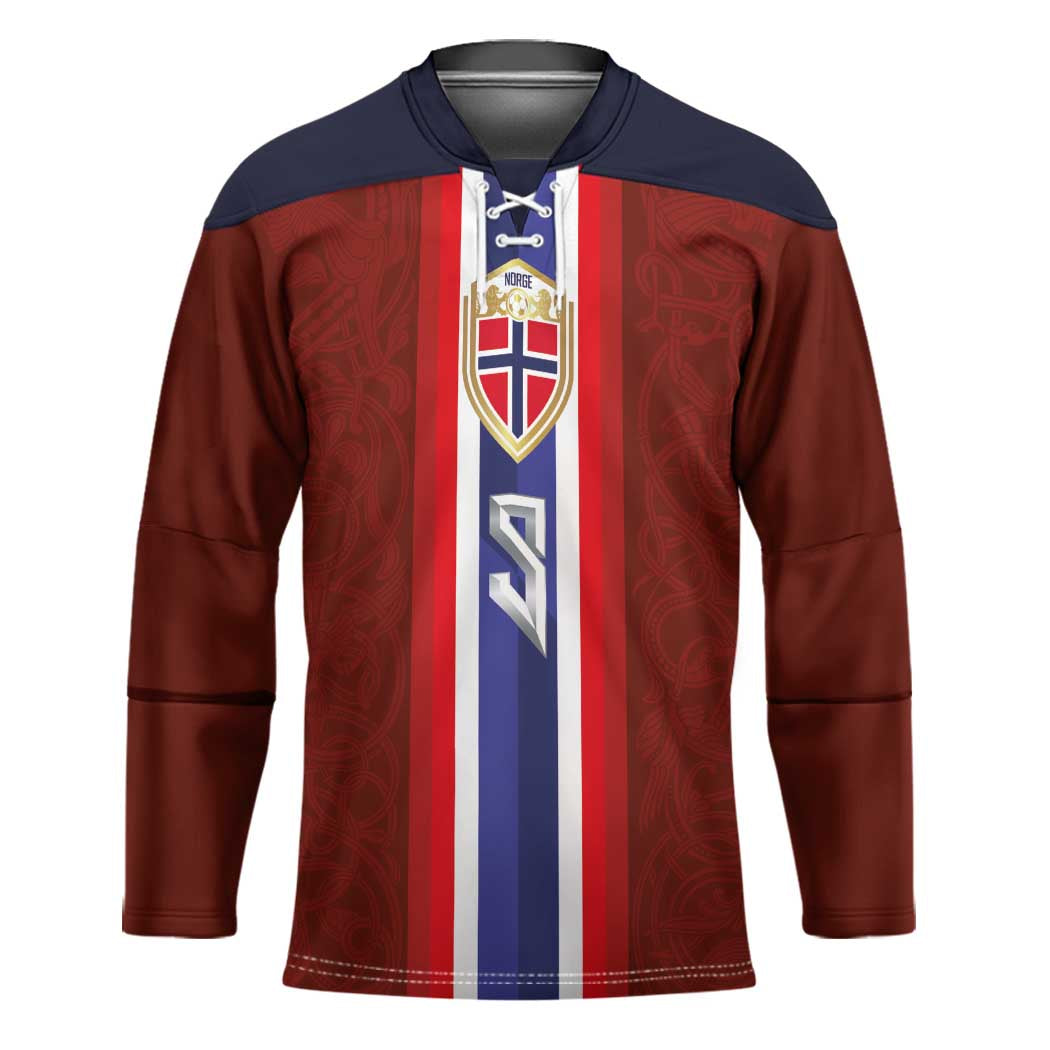 Custom Norwegian Football Hockey Jersey Norse Inspired Red Color - Wonder Print Shop