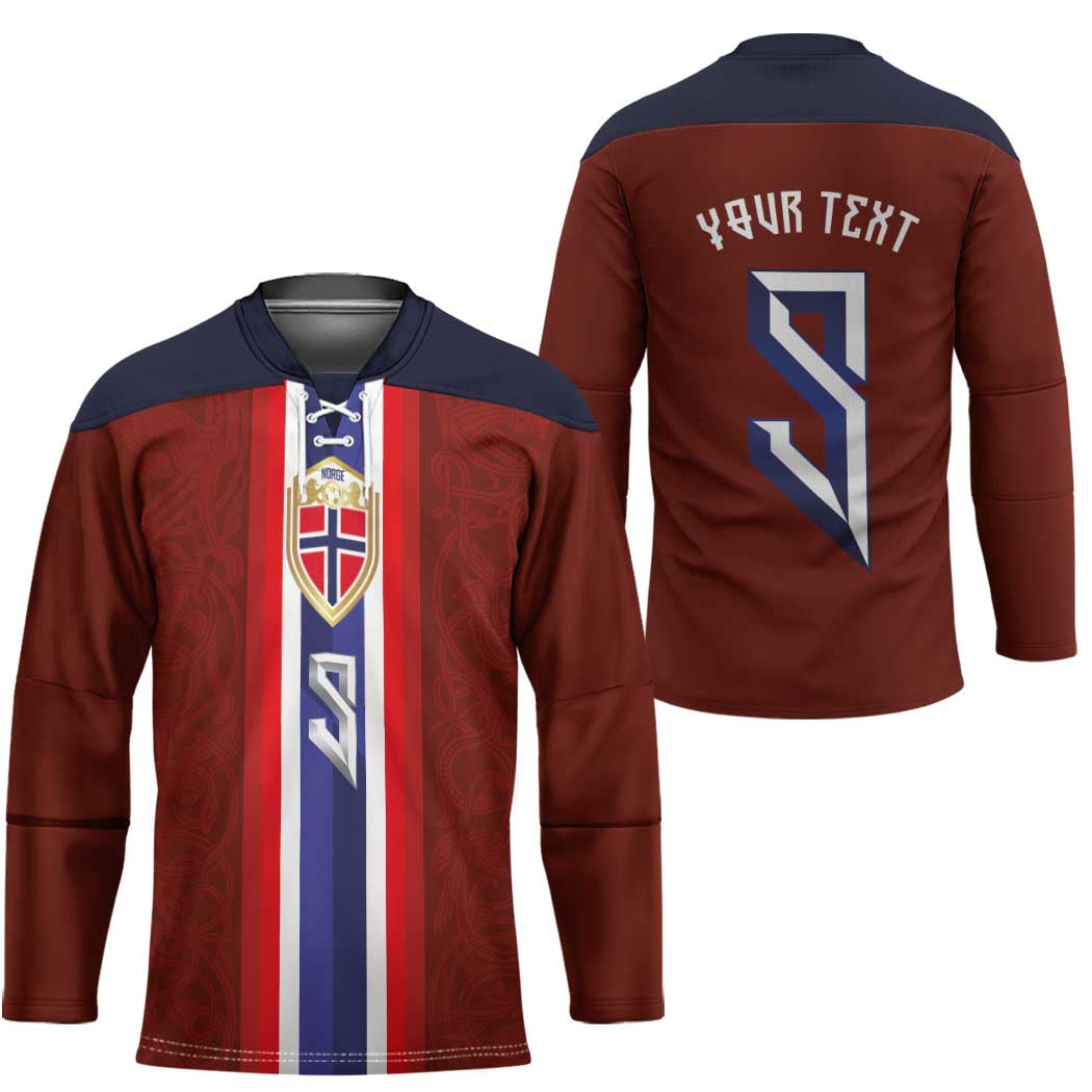 Custom Norwegian Football Hockey Jersey Norse Inspired Red Color - Wonder Print Shop