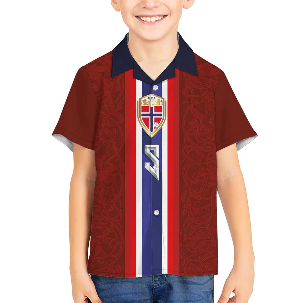Custom Norwegian Football Kid Hawaiian Shirt Norse Inspired Red Color - Wonder Print Shop
