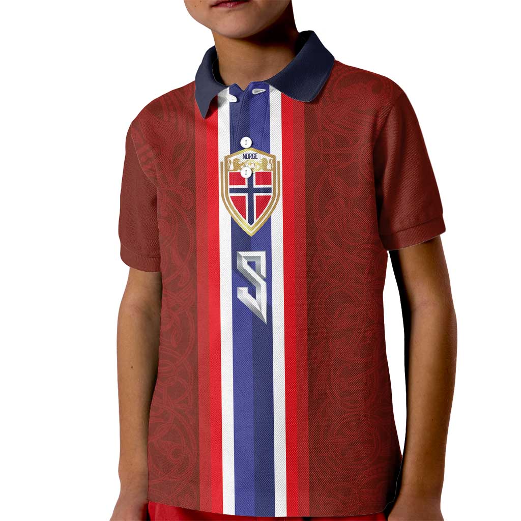 Custom Norwegian Football Kid Polo Shirt Norse Inspired Red Color - Wonder Print Shop