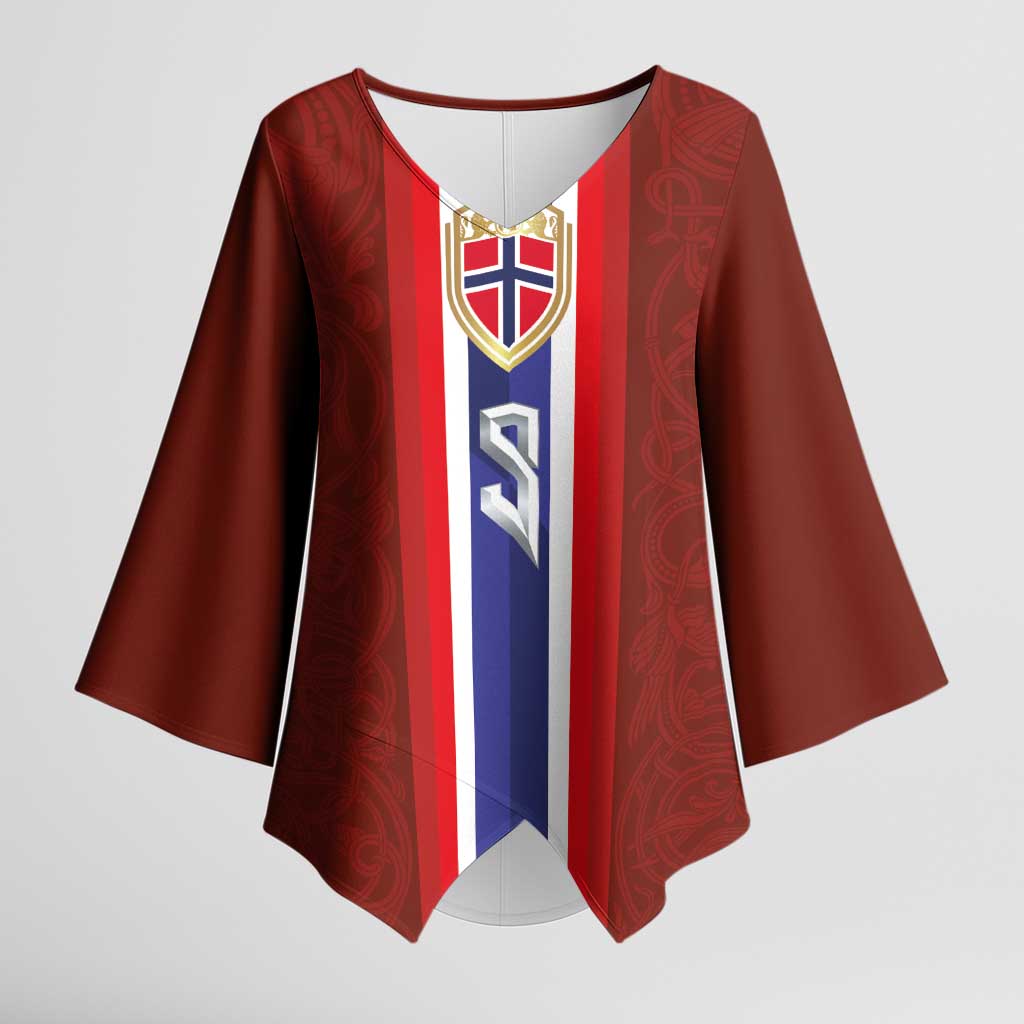 Custom Norwegian Football Kimono Sleeve Blouse Norse Inspired Red Color - Wonder Print Shop