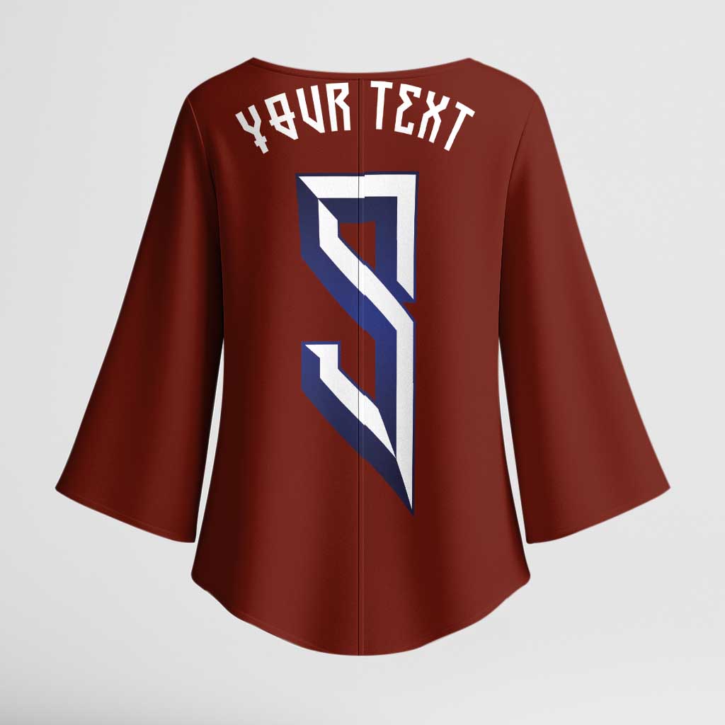 Custom Norwegian Football Kimono Sleeve Blouse Norse Inspired Red Color - Wonder Print Shop