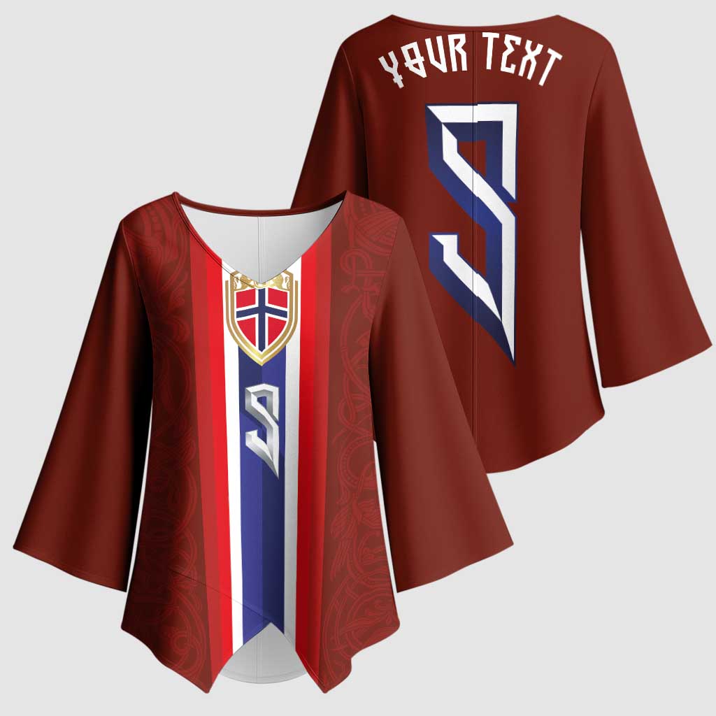 Custom Norwegian Football Kimono Sleeve Blouse Norse Inspired Red Color - Wonder Print Shop