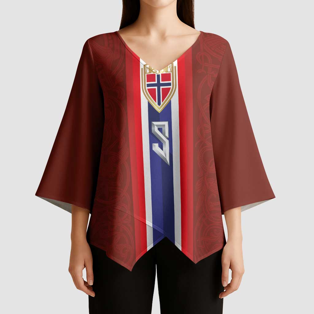 Custom Norwegian Football Kimono Sleeve Blouse Norse Inspired Red Color - Wonder Print Shop