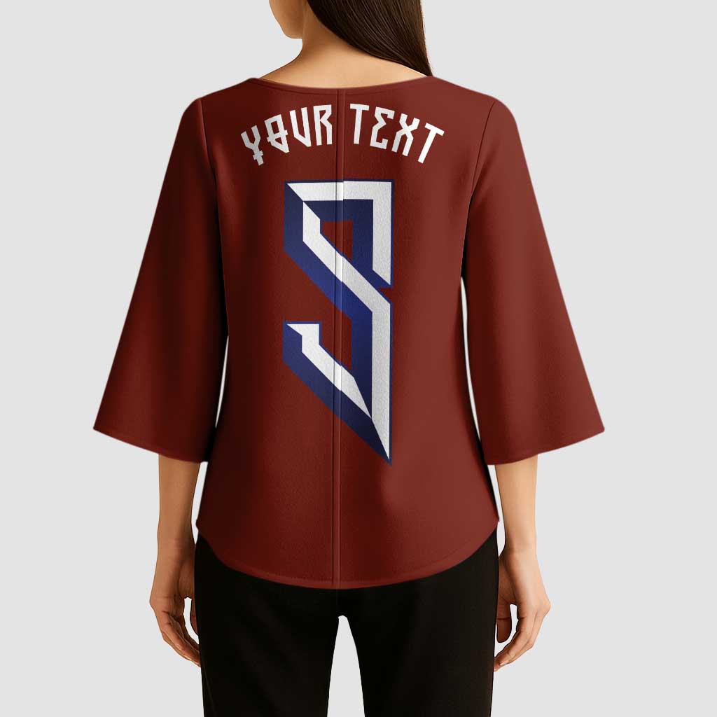 Custom Norwegian Football Kimono Sleeve Blouse Norse Inspired Red Color - Wonder Print Shop