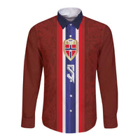 Custom Norwegian Football Long Sleeve Button Shirt Norse Inspired Red Color - Wonder Print Shop