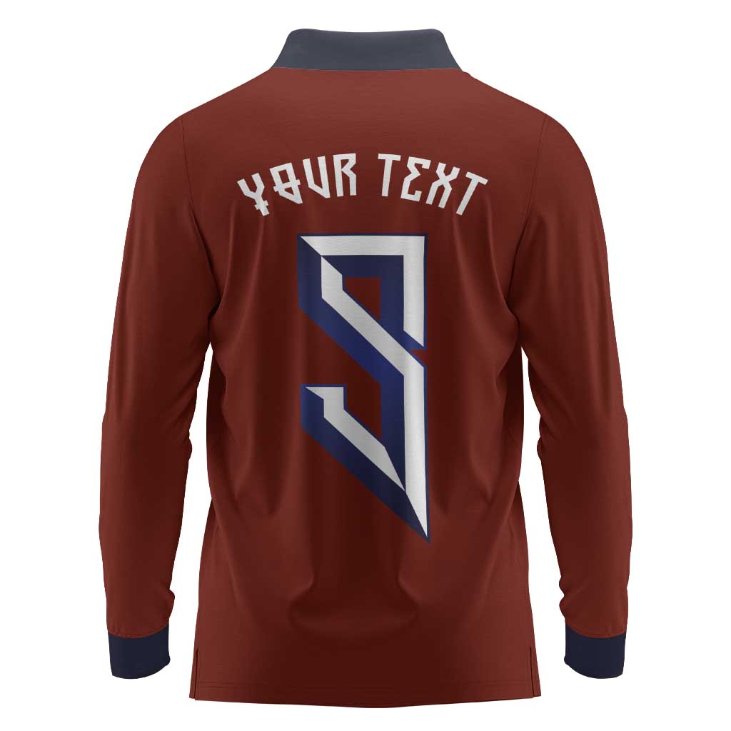 Custom Norwegian Football Long Sleeve Polo Shirt Norse Inspired Red Color - Wonder Print Shop