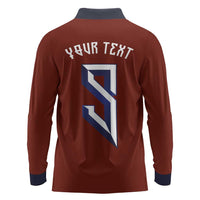 Custom Norwegian Football Long Sleeve Polo Shirt Norse Inspired Red Color - Wonder Print Shop