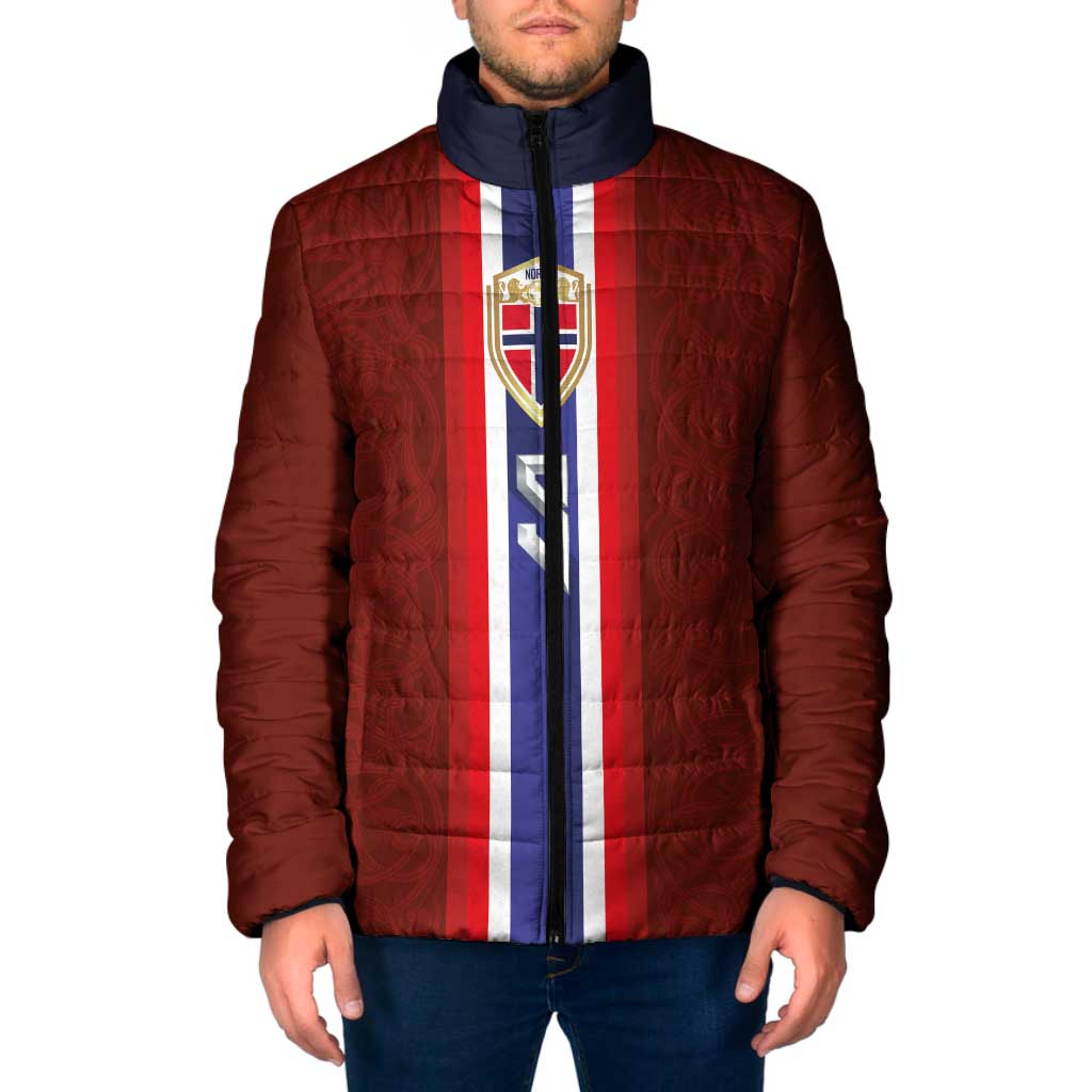 Custom Norwegian Football Padded Jacket Norse Inspired Red Color - Wonder Print Shop