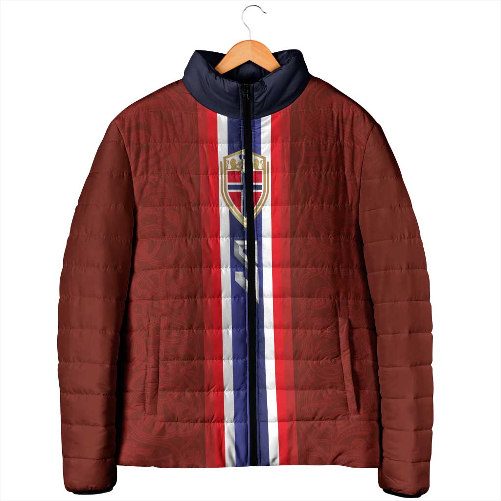 Custom Norwegian Football Padded Jacket Norse Inspired Red Color - Wonder Print Shop