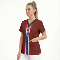 Custom Norwegian Football Scrub Top Norse Inspired Red Color - Wonder Print Shop