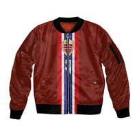 Custom Norwegian Football Sleeve Zip Bomber Jacket Norse Inspired Red Color - Wonder Print Shop