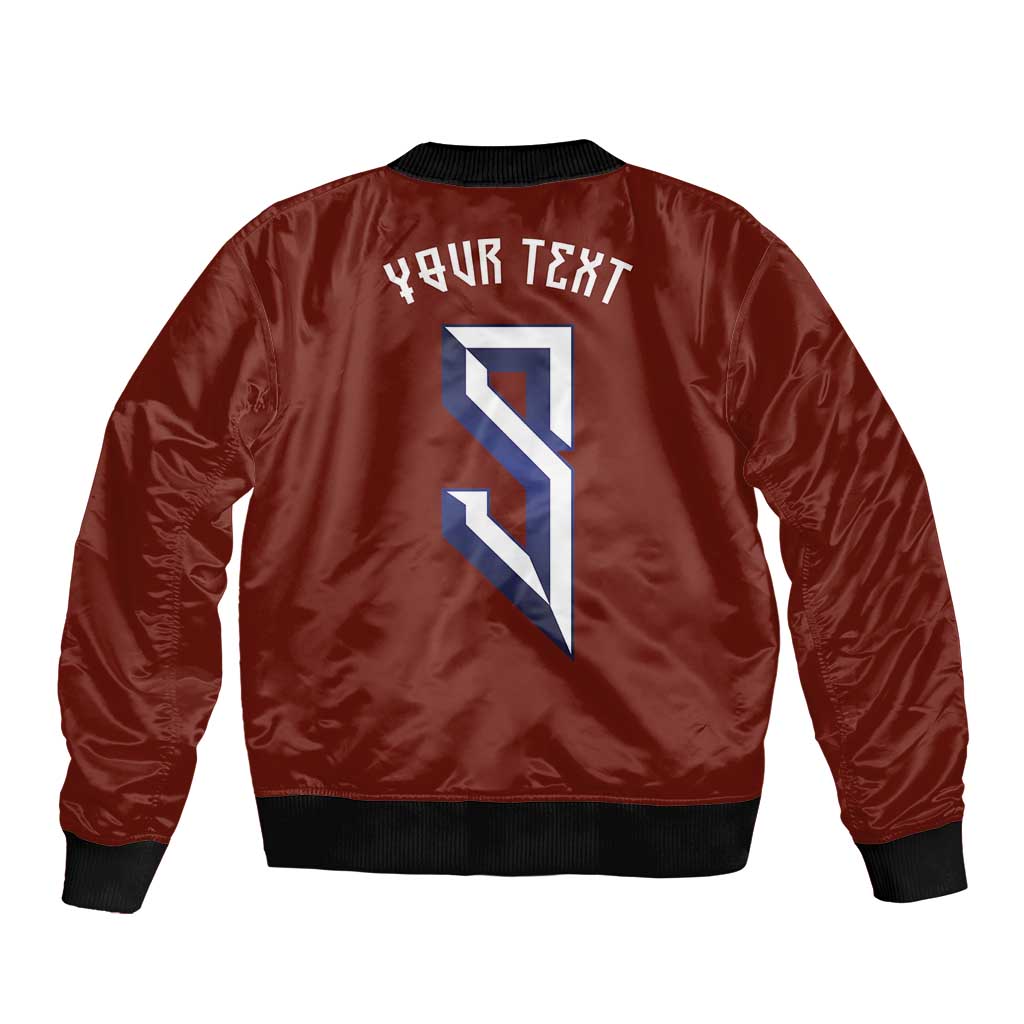 Custom Norwegian Football Sleeve Zip Bomber Jacket Norse Inspired Red Color - Wonder Print Shop