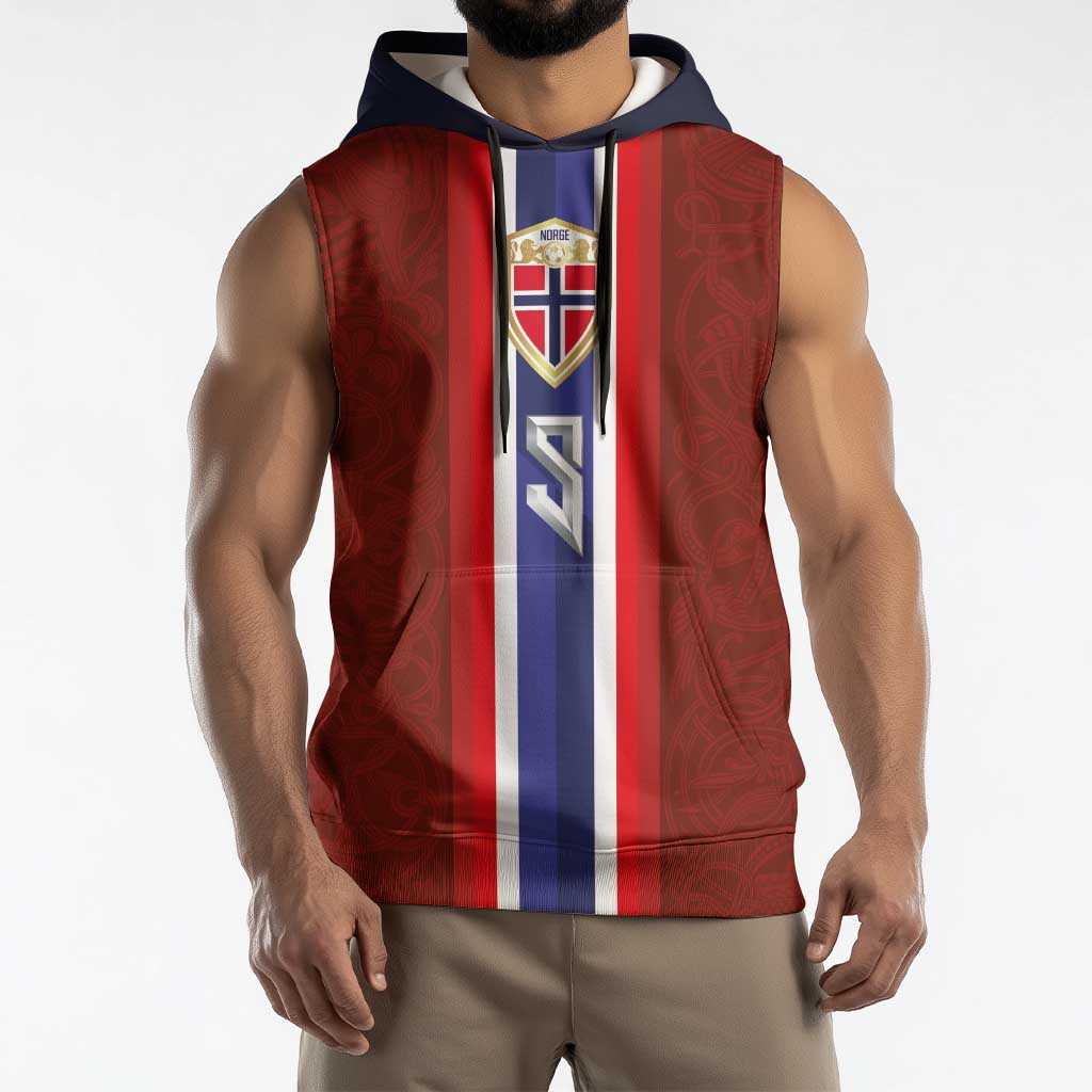 Custom Norwegian Football Sleeveless Hoodie Norse Inspired Red Color - Wonder Print Shop