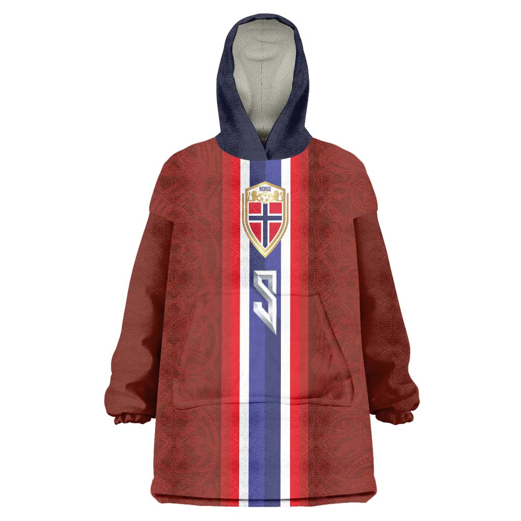 Custom Norwegian Football Wearable Blanket Hoodie Norse Inspired Red Color - Wonder Print Shop