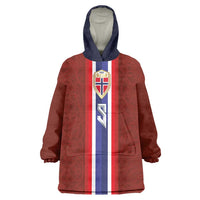 Custom Norwegian Football Wearable Blanket Hoodie Norse Inspired Red Color - Wonder Print Shop
