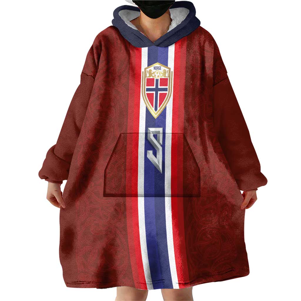 Custom Norwegian Football Wearable Blanket Hoodie Norse Inspired Red Color - Wonder Print Shop