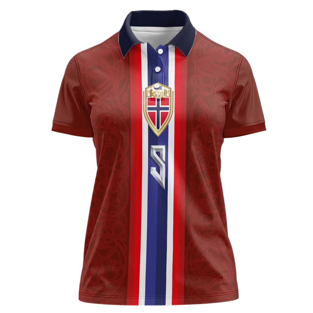 Custom Norwegian Football Women Polo Shirt Norse Inspired Red Color - Wonder Print Shop