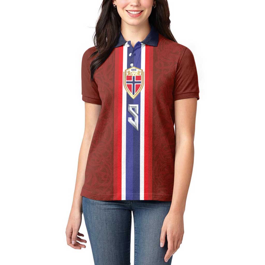 Custom Norwegian Football Women Polo Shirt Norse Inspired Red Color - Wonder Print Shop