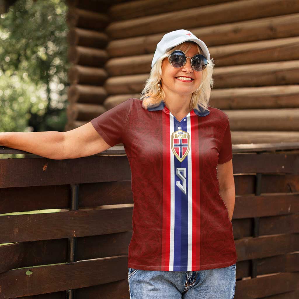 Custom Norwegian Football Women Polo Shirt Norse Inspired Red Color - Wonder Print Shop