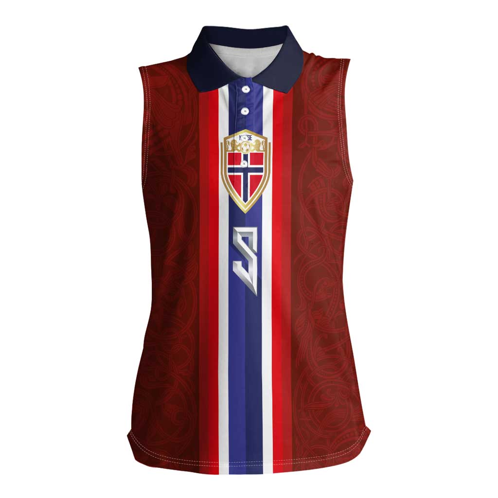 Custom Norwegian Football Women Sleeveless Polo Shirt Norse Inspired Red Color - Wonder Print Shop