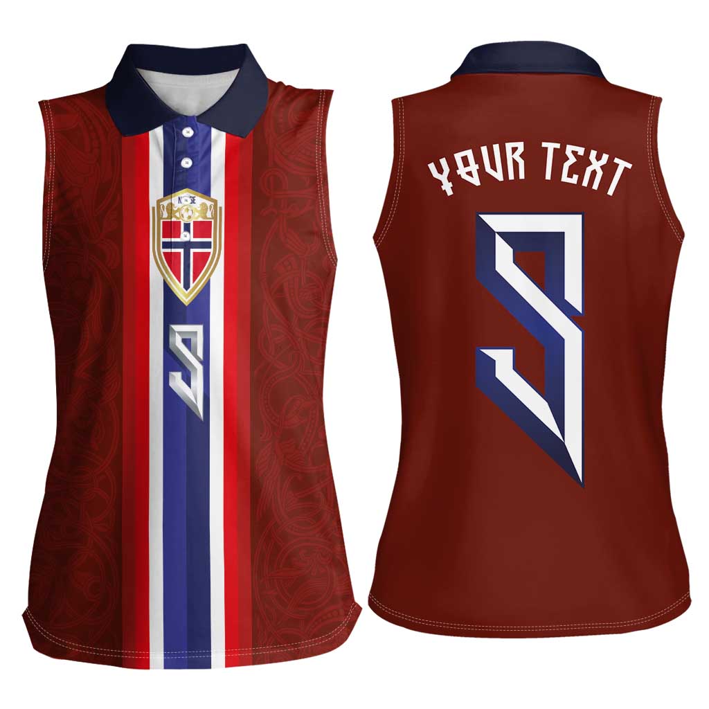 Custom Norwegian Football Women Sleeveless Polo Shirt Norse Inspired Red Color - Wonder Print Shop
