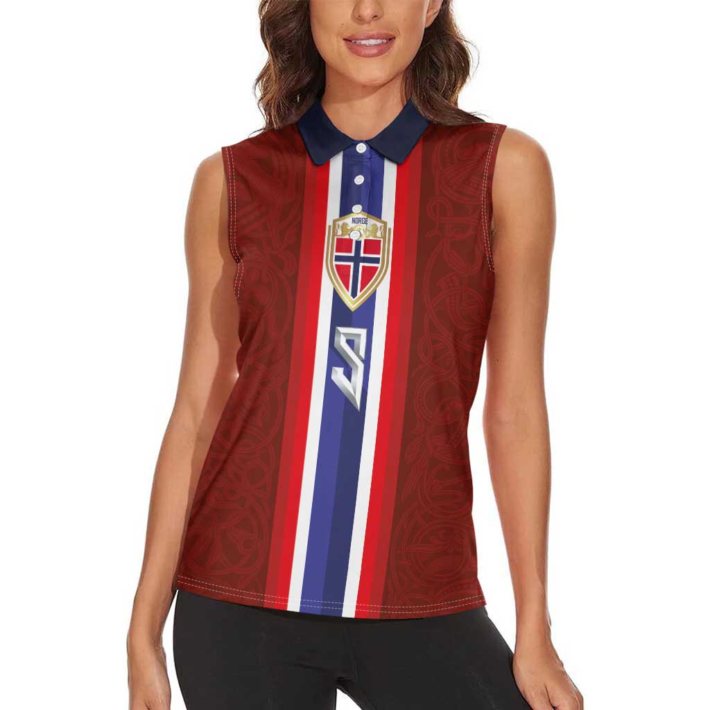 Custom Norwegian Football Women Sleeveless Polo Shirt Norse Inspired Red Color - Wonder Print Shop