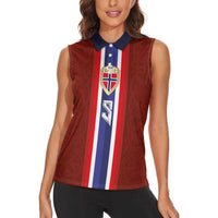 Custom Norwegian Football Women Sleeveless Polo Shirt Norse Inspired Red Color - Wonder Print Shop