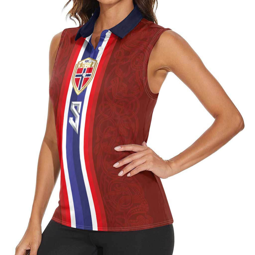 Custom Norwegian Football Women Sleeveless Polo Shirt Norse Inspired Red Color - Wonder Print Shop