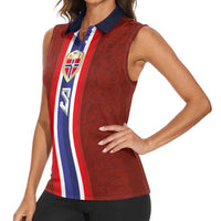 Custom Norwegian Football Women Sleeveless Polo Shirt Norse Inspired Red Color - Wonder Print Shop