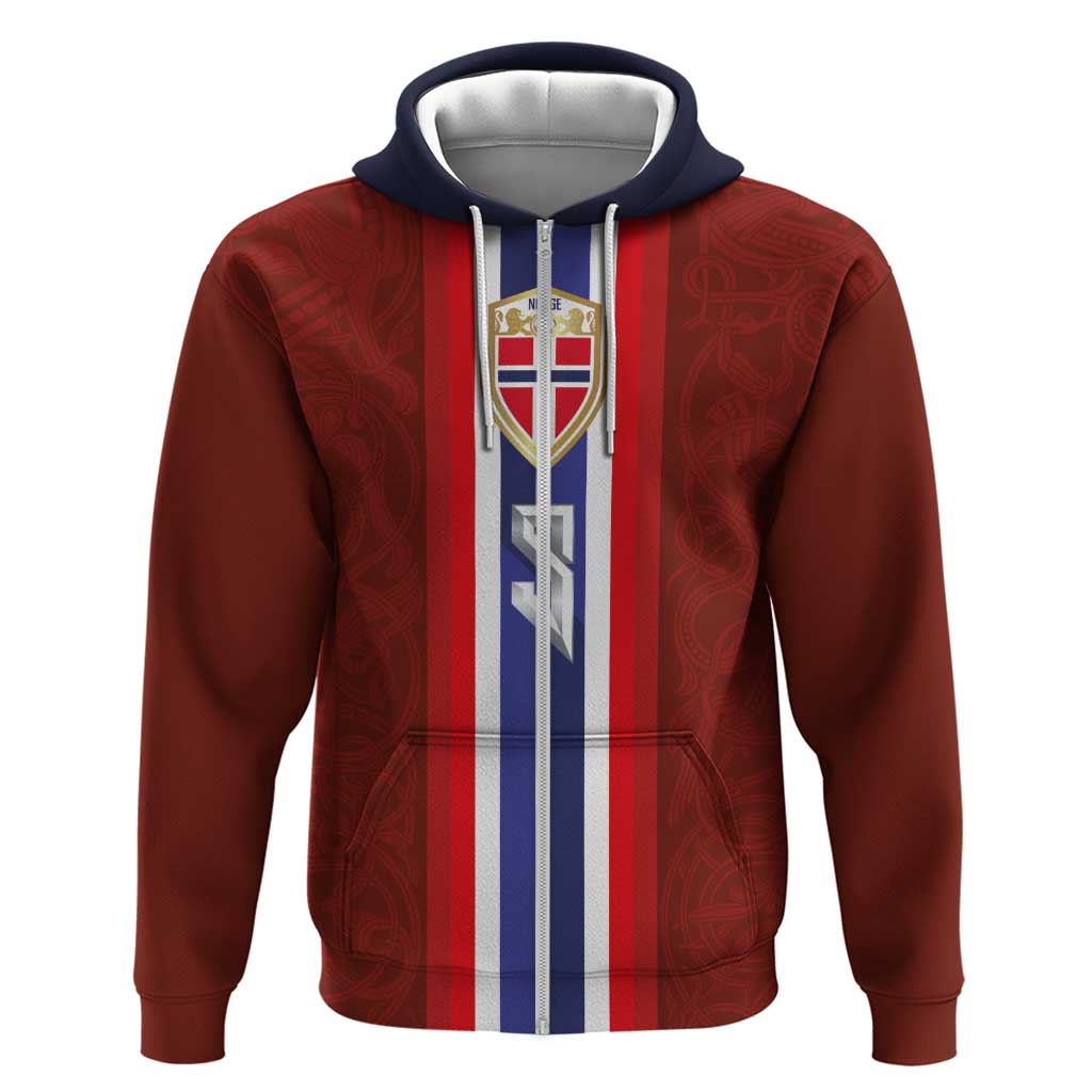 Custom Norwegian Football Zip Hoodie Norse Inspired Red Color - Wonder Print Shop