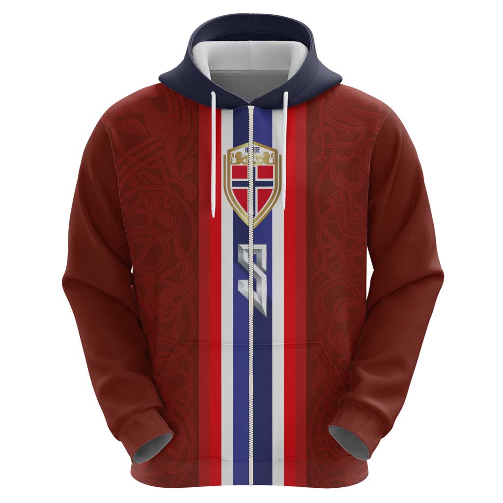 Custom Norwegian Football Zip Hoodie Norse Inspired Red Color - Wonder Print Shop