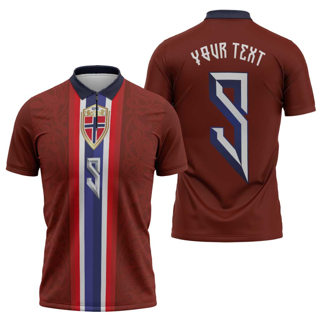 Custom Norwegian Football Zipper Polo Shirt Norse Inspired Red Color - Wonder Print Shop