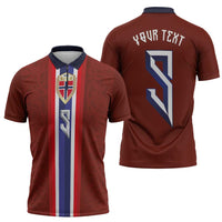 Custom Norwegian Football Zipper Polo Shirt Norse Inspired Red Color - Wonder Print Shop
