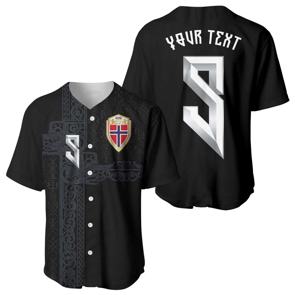 Custom Norwegian Football Baseball Jersey Norse Inspired Black Color - Wonder Print Shop