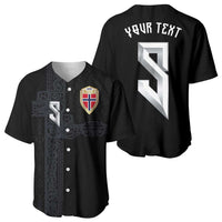 Custom Norwegian Football Baseball Jersey Norse Inspired Black Color - Wonder Print Shop