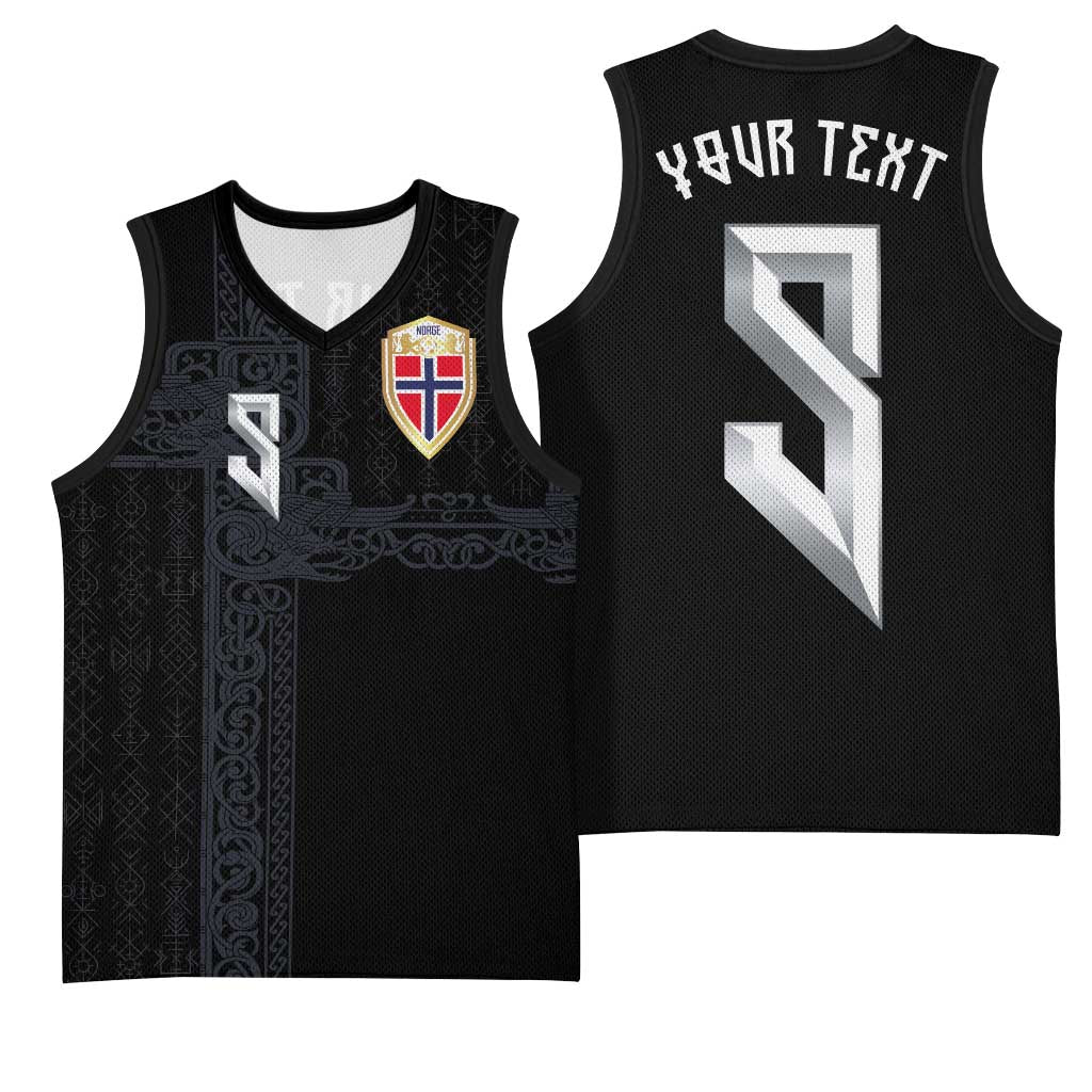 Custom Norwegian Football Basketball Jersey Norse Inspired Black Color - Wonder Print Shop