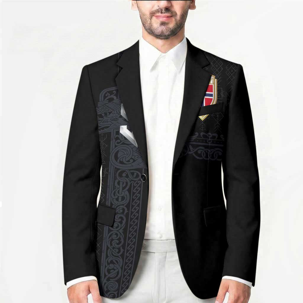 Custom Norwegian Football Blazer Norse Inspired Black Color - Wonder Print Shop
