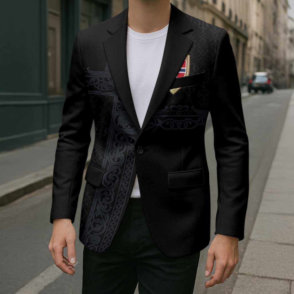 Custom Norwegian Football Blazer Norse Inspired Black Color - Wonder Print Shop
