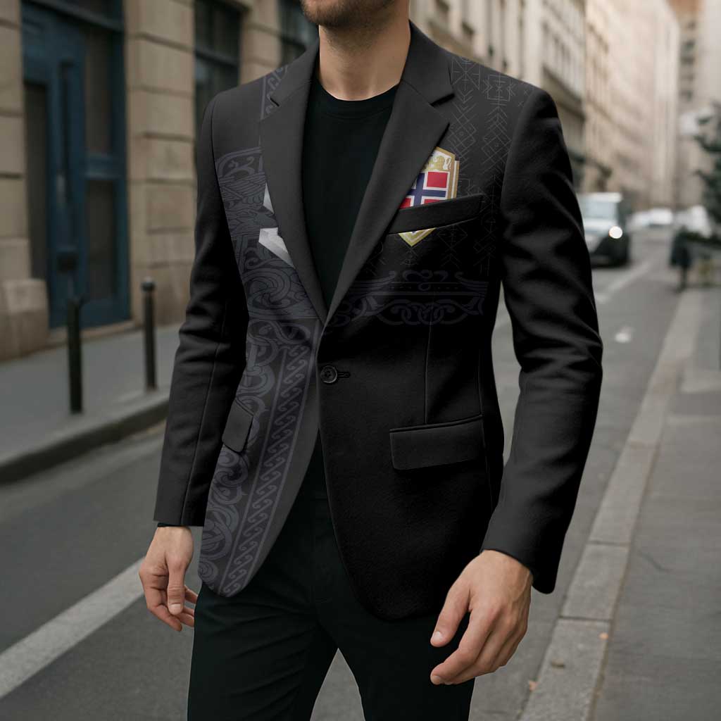 Custom Norwegian Football Blazer Norse Inspired Black Color - Wonder Print Shop